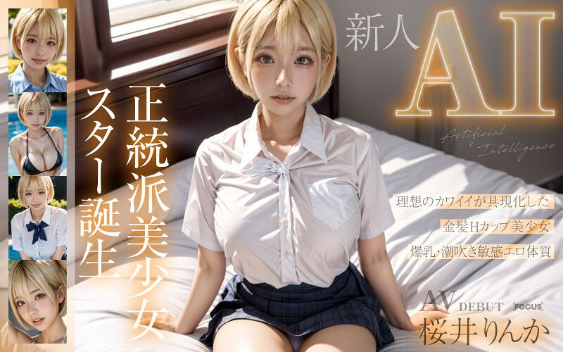 AIFOCS-002-RM [Reducing Mosaic] [New AI] Birth Of An Orthodox Beautiful Girl Star, Blonde Hcup Rinka Sakurai